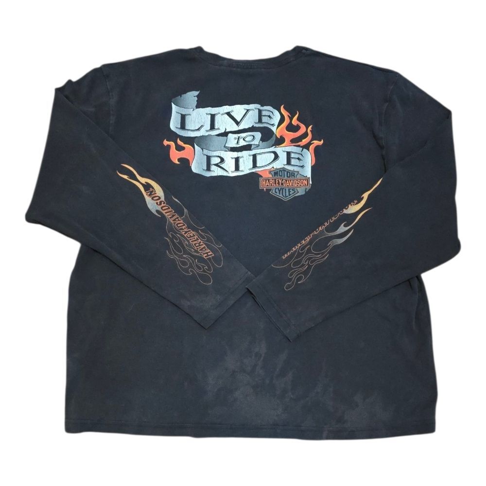 Vintage Y2k Harley Davidson Live To Ride Long Sleeve Shirt 3XL Distressed
